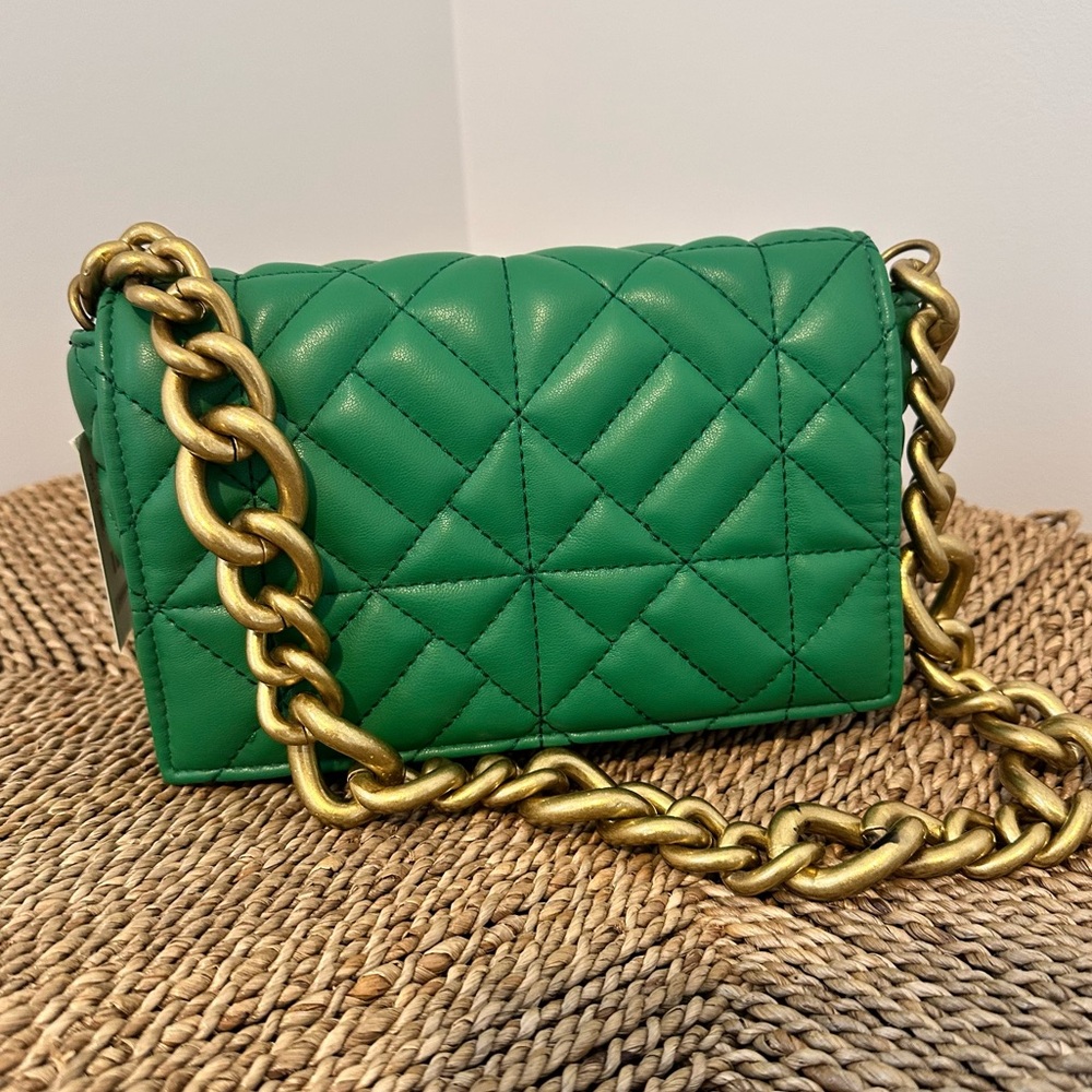 Zara Quilted Chunky Chain Handbag NWT